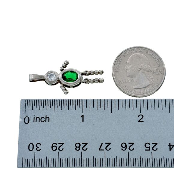Nf Sterling Silver 925 Green Crystal Articulating Dangle Person Charm Pendant - Picture 4 of 6